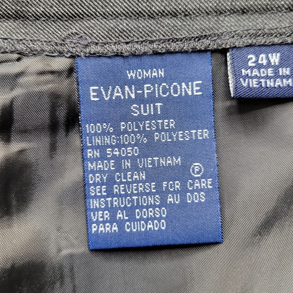 Evan Picone Pant Suit Size 24W Pleated Wide Leg Zip Pants Pockets Gray Lined - Picture 8 of 9